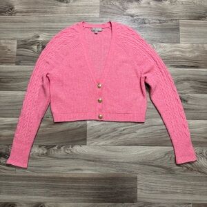 J. Crew Supersoft Cropped Cable-Knit Sweater in Heather Sorbet Size Small